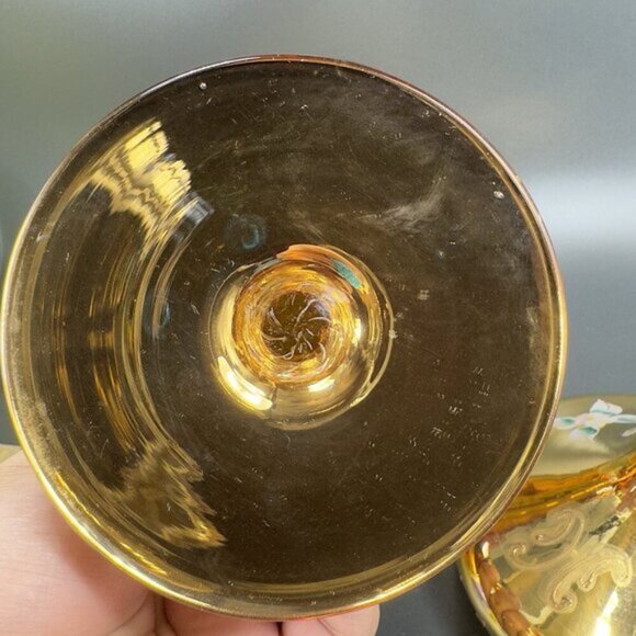 Venetian Glass Candy Dish Container Jar Apothecary Jar Painted Italian Glass VTG - Picture 10 of 16